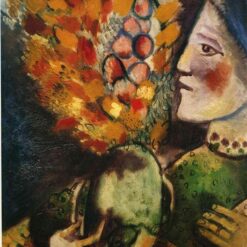 Hand-Painted Oil Painting Inspired by Marc Chagall’s 'Woman with a Bouquet' – High-Quality Reproduction by Da Fen Oil Painting Village Studio