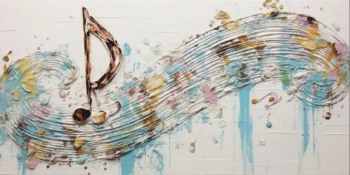 Modern Abstract Oil Painting – Innovative Music Notes Canvas Art, Unique Home & Studio Decor Inspired by Creative Music
