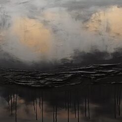 Custom Original Black Abstract Painting - Minimalist Wall Art with Grey and Brown Textured Abstract Design for Neutral Wall Decor | Dafen Oil Painting Village Studio
