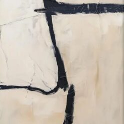 Custom Beige Abstract Wall Art - Minimalist Beige and Black Textured Canvas Painting for Modern Living Room and Hotel Decoration | Dafen Oil Painting Village Studio