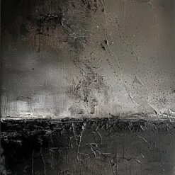Custom Large Black Wall Art - Grey Minimalist Abstract Painting with Original Black Texture for Modern Bedroom and Hotel Decoration | Dafen Oil Painting Village Studio