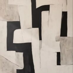 Custom Beige Textured Canvas Painting - Beige and Black Abstract Wall Art for Large Modern Living Room and Hotel Decoration | Dafen Oil Painting Village Studio