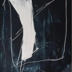 Custom Large Black Abstract Oil Painting on Canvas - Wabi-Sabi Black Wall Art with White Textured Design for Modern Wall Decoration | Dafen Oil Painting Village Studio