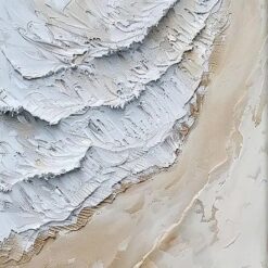 Custom Large Brown Wall Art - White Minimalist Abstract Painting with Original Textured Design for Modern Bedroom and Hotel Decoration | Dafen Oil Painting Village Studio