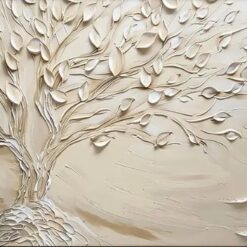 Custom Beige Tree of Life Abstract Minimalist Oil Painting - Beige Textured Modern Art for Contemporary Living Room and Hotel Decoration | Dafen Oil Painting Village Studio