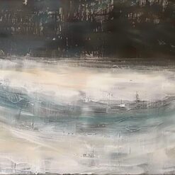 Custom Modern Abstract Hand-Painted Oil Painting - Deep Grey, Blue-Green, and Grey-White for High-End Home and Hotel Decoration | Dafen Oil Painting Village Studio