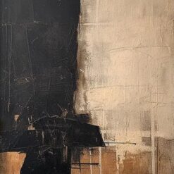 Custom Large Black Abstract Minimalist Oil Painting - Beige and Brown Textured Modern Art for Contemporary Living Room and Hotel Decoration | Dafen Oil Painting Village Studio