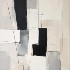 Custom Grey and Black Abstract Canvas Oil Painting - Hand-Painted Grey and White Art with Black Wabi-Sabi Wall Design for Modern Living Room and Hotel Decoration | Dafen Oil Painting Village Studio