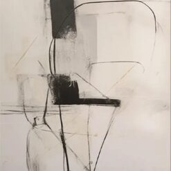 Custom Abstract Oil Painting on Cream Canvas - Hand-Painted Modern Wall Art with Black Wabi-Sabi Design for Contemporary Home and Hotel Decoration | Dafen Oil Painting Village Studio