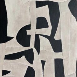 Custom Beige and Black Textured Canvas Painting - Wabi-Sabi Wall Art, Minimalist Beige and Black Textured Design for Neutral Wall Art with Frame | Dafen Oil Painting Village Studio