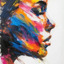 Custom Large Original Colored Portrait on Canvas - Textured Pop Art of Woman’s Face for Stylish Living Room Wall Decoration | Dafen Oil Painting Village Studio