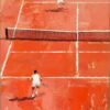 Custom Red Tennis Court Painting - Contemporary Sports Art, Red Textured Canvas for Tennis Lovers, Stylish Modern Wall Art for Home and Hotel Decoration | Dafen Oil Painting Village Studio