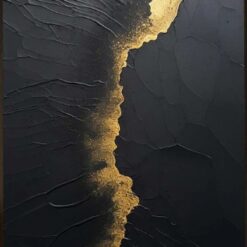 Custom Black and Gold Abstract Minimalist Painting - Wabi-Sabi Wall Art with 3D Textured Black and Gold Wall Art for Modern Classic Home and Hotel Decoration | Dafen Oil Painting Village Studio