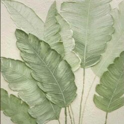 Custom Large Green Leaf Textured Canvas Painting - Green Minimalist Wall Art, Leaf Landscape Painting, Bohemian Wall Decoration for Modern Home and Hotel | Dafen Oil Painting Village Studio