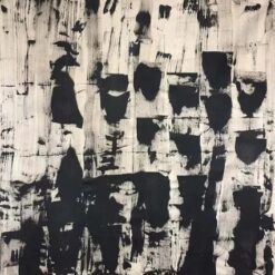 Custom Large Wabi-Sabi Wall Art - Black and Beige Abstract Canvas Painting with Textured Black Oil Art, Neutral Minimalist Abstract Design, Bohemian Style Wall Decoration for Home and Hotel | Dafen Oil Painting Village Studio