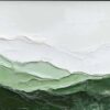 Custom Large Green Textured Canvas Art - Green Minimalist Mountain Painting with Green and White Abstract Design, Scandinavian Style Art for Modern Home and Hotel Decoration | Dafen Oil Painting Village Studio