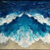 Custom Large Blue Ocean Wave Textured Canvas Art - Abstract Minimalist Beach Painting, Stylish Modern Living Room Wall Decoration | Dafen Oil Painting Village Studio