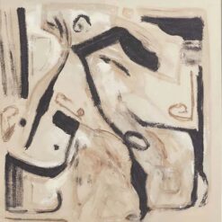 Custom Beige Abstract Wall Art - Beige and Black Textured Canvas Painting, Neutral Abstract Art for Modern Home and Hotel Decoration | Dafen Oil Painting Village Studio