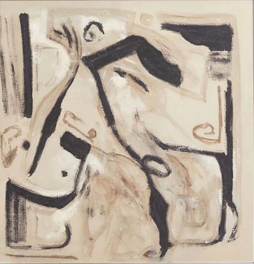 Custom Beige Abstract Wall Art – Beige and Black Textured Canvas Painting, Neutral Abstract Art for Modern Home and Hotel Decoration | Dafen Oil Painting Village Studio