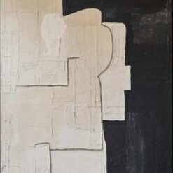 Neutral Beige and Black Textured Wall Art - Contemporary Minimalist Canvas Painting