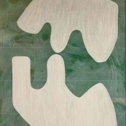 Green and Beige Minimalist Wall Art – Textured Modern Oil Painting for Neutral Home Décor