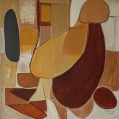 Framed Brown Minimalist Oil Painting – Large Textured Canvas Art for Neutral Home Décor