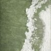 Green Minimalist Beach Oil Painting – Large Canvas Coastal Wall Art for Living Room Décor