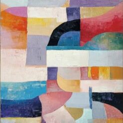 Color Block Abstract Oil Painting – Modern Minimalist Canvas Art for Contemporary Home Décor