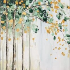 Hand-Painted Green Forest Oil Painting – Abstract Modern Minimalist Wall Art for Living Room and Entryway