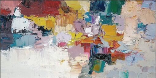 Hand-Painted Abstract Color Block Oil Painting – Thick Texture Art for Modern Living Room and Entryway Décor