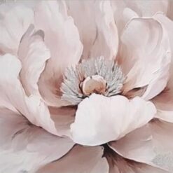 Luxury Pink Flower Oil Painting – Hand-Painted Abstract Art with Silver Detailing for Elegant Home Décor