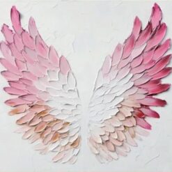 Abstract Pink Angel Wings Oil Painting – Minimalist Modern Art for Living Room and Stylish Entryway Walls