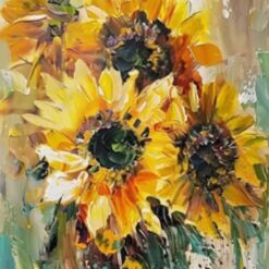 Textured Sunflower Oil Painting – Abstract Floral Art for Contemporary Living Room and Entryway Walls