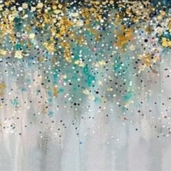 Textured Starry Sky Oil Painting – Abstract Colorful Dots Art for Contemporary Living Room and Dining Room Walls