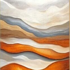 Abstract Mountain and River Oil Painting – Contemporary Natural Landscape Art for Entryway and Living Room Walls