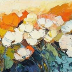 Thick Oil Paint Floral Art – Abstract Hand-Painted Wall Art for Contemporary Living Spaces