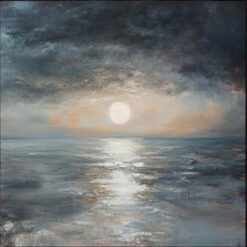 Modern Minimalist Sunrise Oil Painting – Abstract Landscape Art for Contemporary Living Room and Entryway Walls