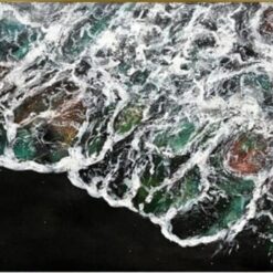 Modern Textured Seascape Oil Painting – Dark Backdrop, White Wave Details & Blue-Green Ocean for Contemporary Home Art