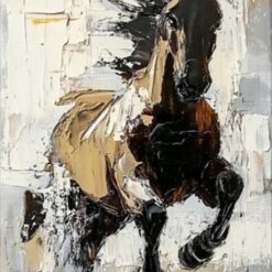 Abstract Running Horse Oil Painting – Original Animal Art for Contemporary Living Spaces