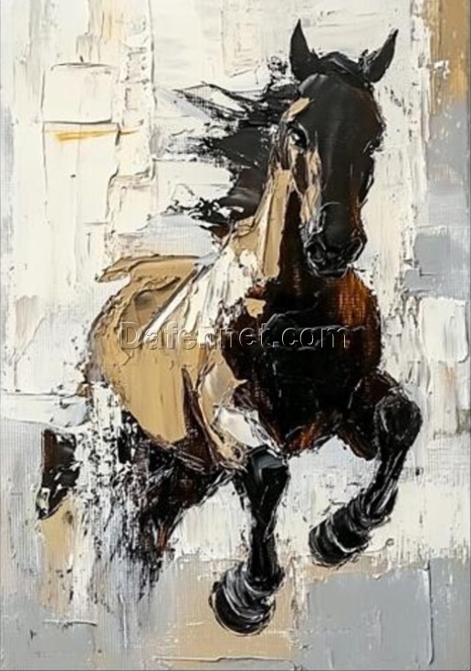 Abstract Running Horse Oil Painting – Original Animal Art for Contemporary Living Spaces