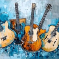 Dafen Village Original Abstract Oil Painting: Guitar with Textured Layers – Perfect Wall Art for Dining & Entryway