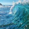 Hand-Painted Realistic Ocean Waves Oil Painting – Blue-Green Textured Seascape for Living Room, Entryway & Dining Room