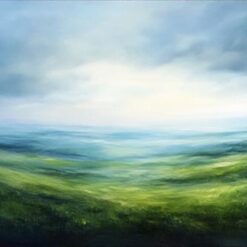 Dafen Village Original Scenic Oil Painting: Fresh Green Pastures and Rural Landscape for Modern Home Decor