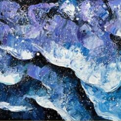 Dafen Village Original Abstract Seascape – Bold Blue and Purple Waves with Heavy Texture for Entryway & Living Room Art