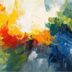 Unique Hand-Painted Abstract Textured Oil Painting – Bold Multicolor Design for Living Room, Dining Room & Entryway