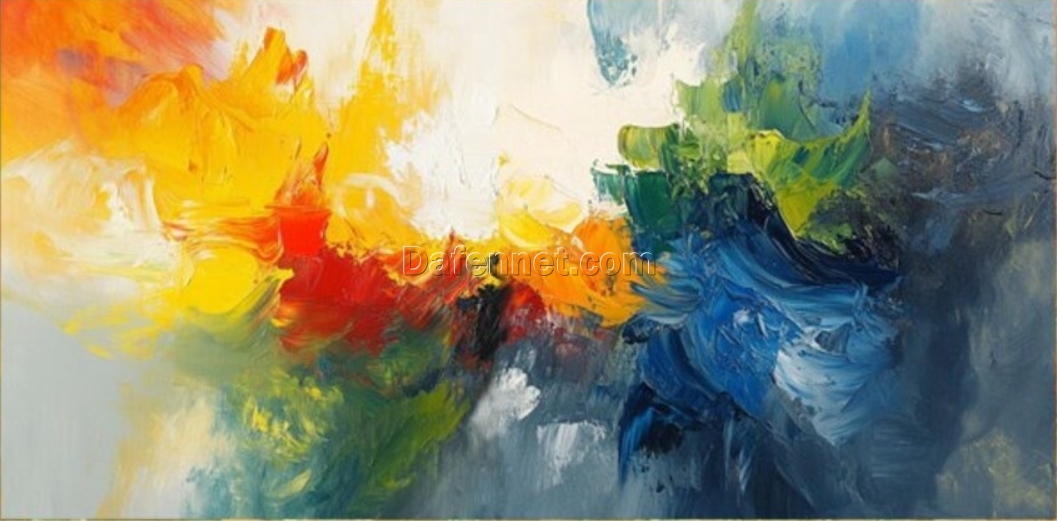 Unique Hand-Painted Abstract Textured Oil Painting – Bold Multicolor Design for Living Room, Dining Room & Entryway