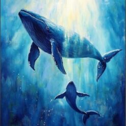 Dafen Village Original Whale Ocean Art – Modern Minimalist Blue Ocean Design for Contemporary Home Decor