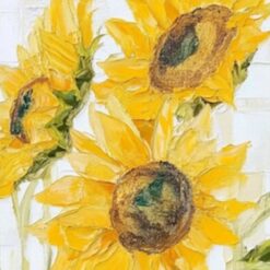 Hand-Painted Abstract Sunflower Oil Painting – Thick Paint Texture for Living Room, Dining Room & Entryway Art