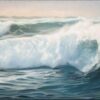 Hand-Painted Seascape Oil Painting – Blue-Green Ocean Waves in Morning Light for Living Room & Dining Room