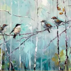 Dafen Village Original Impressionist Art – Bright Bird on Tree Branch for Modern Home Decor in Living Room & Entryway